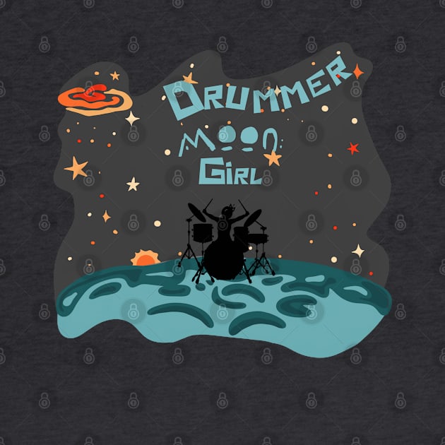 Drummer Moon Girl by Slightly Unhinged